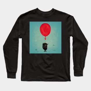 Cute little porcupine holding a red balloon - good idea? Long Sleeve T-Shirt